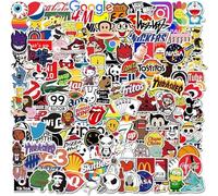 200Pcs Brand Logo Stickers Pack, Cute Stickers for Water Bottle, Laptop, Skateboard, Helmet - Cool Trendy Designs for Kids, Teens, Girls, Adults