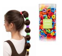 200Pcs Bright Rainbow Polyester Hair Bands, Soft Mini Hair Ties