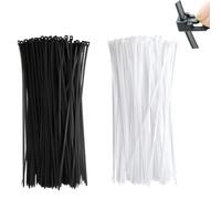 200pcs Cable Ties, Black and White Cable Ties, Nylon Zip Ties, Secure Self-Locking Mechanism, for Home, Garden, Office and DIY(2.5x200mm)