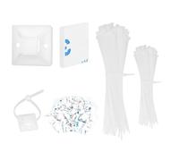 200PCS Cable Ties White 120/150mm and 100PCS Zip Tie Self Adhesive Mounts, White Cable Tidy Clips Small Tie Wraps Sticky Pads, Plastic Wire Ties Base Holder for Home Office Workshop DIY Garden