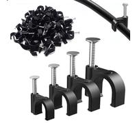 200PCS Cable Wall Clips, 4 Sizes（4mm 6mm 8mm 10mm) Nail Clips-Black | Cable Tidy for Organizing Ethernet, USB Cable, Phone Line and TV Line