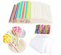 200Pcs Cake Pop Sticks and Wrappers Kit Cake Pop Bags 10cm Lollipop Sticks