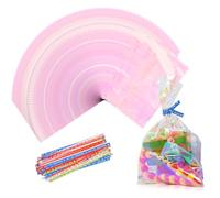 200pcs Cellophane Sweet Bags, 6 x 4 Inches Small Flat Plastic Cellophane Treat Bags with Twist Ties for Cookies Cake Bakery Sweet Candy Food Gift Packing for Party (15x10 CM)