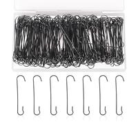 200pcs Christmas Ornament Hooks - 2.4x0.5 Inch C Shaped Tree Hangers With Storage Box, Bendable Metal for Decoration (Black)