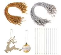 200pcs Christmas Ornament String Hangers, Metallic Decorative Ornament String Hangers with Snap Fasteners for Xmas Tree Hanging Holiday Party Ornament Decorations(Gold Silver)