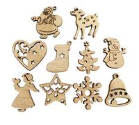 200Pcs Christmas Wooden Ornaments Unfinished Wood Slices Hanging Embellishments Natural Wood Blanks for DIY Crafts Christmas Tree Decoration