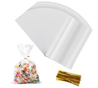 200PCS Clear Cellophane Treat Bags, Sweet Party Gift Bags, Clear Resealable Flat OPP Bag With Twist Ties for Candy, Soap, Cookie, Chocolates, Birthday, Wedding 13x28cm