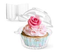 200Pcs Clear Cupcake Box 4.5 Inch Plastic Dome Box Christmas Cups Independent Cake Box with Lid for Halloween Christmas Party Wedding (200PCS)