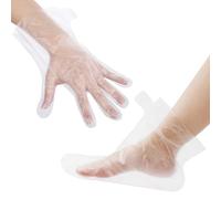 200pcs Clear Plastic Disposable Foot Gloves with 200 Stickers Disposable Plastic Gloves for Hair Coloring,Pedicure Liners Supplies Disposable Paraffin Bath Liners for Foot Pedicure
