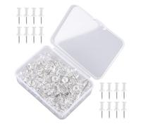 200pcs Clear Push Pins - Stainless Steel Drawing Pins for Notice Board/Cork-Board/Bulletin-Board with Storage Box, Wall Map Poster Photo Hanger for Office, School, Home