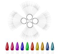 200pcs Clear Stiletto Nail Swatch Sticks, Fan-shaped Display Tips with Metal Ring Acrylic Practice Holder for Gel Polish Art Salon Beginners