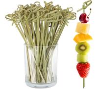 200PCS Cocktail Picks, 6 Inch Long Natural Bamboo Knot Decorative Skewers