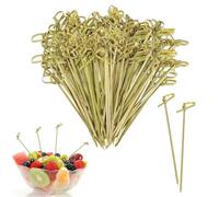 200Pcs Cocktail Skewers, Toothpicks for Appetizers, Bamboo Knot Skewers, Mini Food Sticks for Drinks, Canapes Appetizers, Party Supplies (12cm/4.7inch)