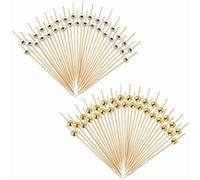 200Pcs Cocktail Sticks Faux Pearl Toothpicks Handmade Natural Bamboo Picks Handmade Sticks Cocktail Picks for Drinks Food Friuts Desserts Party Supplies