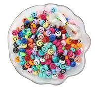 200pcs Colorful Beads Acrylic 10mm Happy Smile Face Beads Assortment DIY Jewelry Craft Making Beading Supplies(Multi Color)