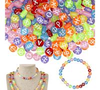 200Pcs Colorful Russian Letter Beads for Threading, 0.15 x 0.27in Acrylic Russian Alphabet Beads for DIY Jewelry Making Crafts Bracelets Necklaces(Colorful)
