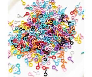 200Pcs Colorful Small Screw Eye Pins, Eye Screw Clasps, Jewelry Eye Hooks, Self Tapping Screws, Mini Hoop Pegs, Craft Eyelets for DIY Jewelry Making, Arts, Crafts and Sewing, Jewelry Making Eye Pins