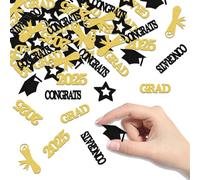 200Pcs Congrats Grad Confetti We Are so Proud of You Table Decoration Class of 2025 Confetti Gold Black Glitter