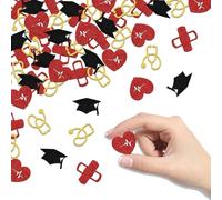 200Pcs Congrats Nurse Confetti Nurse Graduation Party Decoration Nursing Medical School Confetti RN/BSN Graduation Party Supplies Red Gold Black Glitter