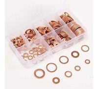 200pcs Copper Washer Gasket Nut Bolt Set Flat Ring Seal Assortment Kit with Box Ideal for Car Marine Generator Machinery Engines Woodworking
