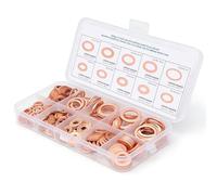 200Pcs Copper Washers Assorted Kit,9 Sizes Flat Washers Set,M5 to M14 Metric Flat Sealing Rings,Copper Crush Washers with Storage Box for Mechanical Repair, Pipe Sealing, and Automotive Maintenance