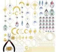 200Pcs Crystal Suncatchers Kit, Crystals Crafts Prism Hanging Decorative, Crystal Suncatchers Making Kits, DIY Suncatcher for Windows Garden Party Wedding Decor