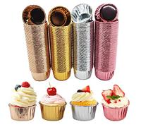 200PCS Cupcake Cases,4 Colors Mixed Foil Metallic Cupcake Wrappers Baking Cups Muffin Cake Liners for Dessert Christmas Wedding Birthday Party