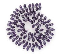 200pcs Czech 12mm Faceted Teardrop Briolette Crystal Glass Loose Beads Pendant Drop Spacer Bulk Amethyst Purple for DIY Jewelry Making CCT2-27