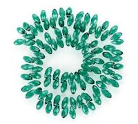 200pcs Czech 12mm Faceted Teardrop Briolette Crystal Glass Loose Beads Pendant Drop Spacer Bulk Emerald Green for DIY Jewelry Making CCT2-24