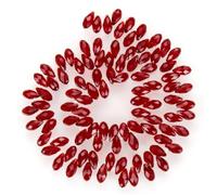 200pcs Czech 12mm Faceted Teardrop Briolette Crystal Glass Loose Beads Pendant Drop Spacer Bulk Siam Red for DIY Jewelry Making CCT2-5