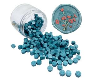 200pcs Dark Teal Wax Seal Beads Octagon Wax Seal Beads Bulk for Wedding Invitations Wax Seal Stamp Xmas Gift Wrapping Card Envelope Seal