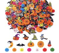 200pcs Decorative Buttons, Halloween Buttons in Pumpkin Witch Spider Bat Shape Wooden Buttons for Crafts Novelty Buttons for Sewing Clothes DIY Halloween Decor (16 Styles)