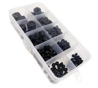 200pcs DIN985 Hexagon Nylon Insert Self Locking Nut Nylock Locknut Assortment Kit Set M2 M2.5 M3 M4 M5 M6 M8 Black Carbon Steel