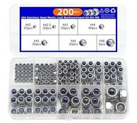 200PCS DIN985 Hexagonal Nylon Self-locking Nuts Stainless Steel M2 M2.5 M3 M4 M5 M6 M8