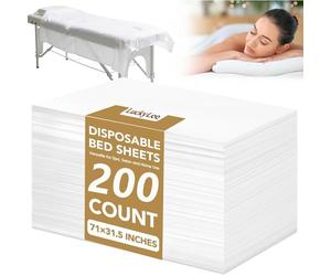 200PCS Disposable Bed Sheets, White Massage Spa Sheets, Soft Non-Woven Fabric Massage Table Bed Sheet Protective Duvets for Beauty Salon, Spa, Massage, Hotels, Beautician, 180 x 80 cm