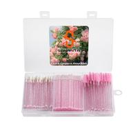 200PCS Disposable Eyelash Extension Kit with Case - Lash Spoolie Brushes, Micro Swabs, Mascara Wands, Lip Brushes for Eyelash Extensions, Tattoo, Lipstick Application(Crystal Pink)