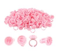 200pcs Disposable Plastic Eyelash Flower Glue Ring Lash Extension Blossom Holder Cup (Light pink)