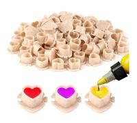 200pcs Disposable Tattoo Ink Cups Permanent Makeup Coloring Cup Container With Splicable Based Heart-shaped Ink Caps Tattoo Accessories (Yellow)