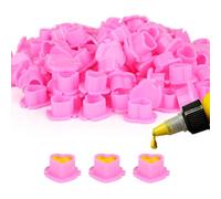 200pcs Disposable Tattoo Ink Cups Permanent Makeup Coloring Cup Container With Splicable Based Heart-shaped Ink Caps Tattoo Accessories (Pink)