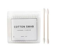 200pcs Double Head Cotton Swabs with Wooden Handle for Makeup and Cosmetics Removal, 100% Pure Cotton, 3.15 inch Long - White