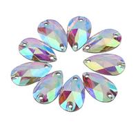200pcs Drop S Flatback Sewing Rhines with Double Holes Crafts Decoration Clothes Shoes Bags and Giving Projects (AB Color)