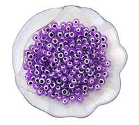 200pcs Evil Eye Beads Purple Lampwork Beads Charms for DIY Crafts Amulet Decoration Jewelry Making Rings Necklaces Bracelets Anklets(Purple)