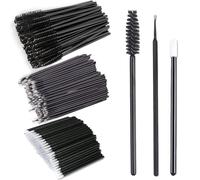 200Pcs Eyelash Extension Kit, Lash Spoolies Extension Supplies Eyebrow Brush Mascara Wands Lip Brushes Applicators Disposable Micro Swab Brushes for Lash Extensions Brow Lamination Kit, Black