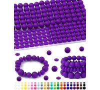 200Pcs FIVEIZERO Mixed Silicone Beads for Keychain Making, 12mm 15mm Round and 12mm Lentil Silicone Beads for Pens Bracelet Necklace DIY Crafts(Purple)