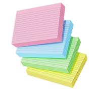 200PCS Flash Cards Revision, A6 (10.2CM x 14CM), Index Cards Coloured, Flashcards for Revision Cue Cards, Lined on Front, Blank on Back Note Card, Neon Colors Record Card for Studying Office School