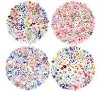 200pcs Floral Butterfly Stickers, Premium Vivid PET Stickers for Scrapbooking Journal, Card Making & DIY Letters, Unique Non-Repeating Designs, Creative Gift for Adults