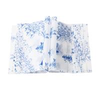 200pcs Floral Food Wax Paper, 8.27x9.84in Greaseproof Chinoiserie Flowers and Birds Food Wrapping Paper Sheets Basket Liners for Outdoor Picnic Party or Kitchen Supplies (Blue)