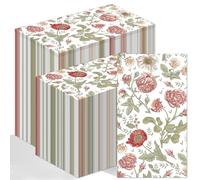 200PCS Floral Paper Napkins Flowers Paper Napkins Disposable Poppy Floral Guest Napkin Decorative Hand Napkin, Red Poppies Flowers Dinner Guest Napkin for Poppies Party Supplies, 4.3" x 7.9"