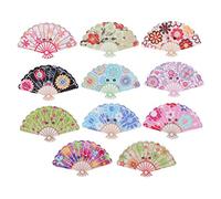 200Pcs Floral Pattern Wooden Fan Shape Buttons 2 Holes Retro Buttons Mixed Random Flower Painting Fan Button for Sewing Craft