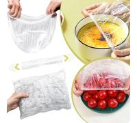 200PCS Fresh Keeping Bags,Reusable Elastic Food Storage Covers, Plastic Bowl Covers with Elastic Edging Stretch Plastic Wrap Bowl Covers